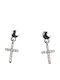 925 Silver Earrings Stones Cross