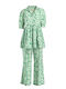 Blue S/2 Shirt Trousers Green White Flowers One Size Polycotton