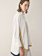 Belle Femme Women's Satin Long Sleeve Shirt White