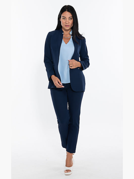 Donna Martha Damen Krepp Blazer blue