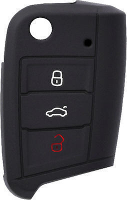 Car Key Cover Case made of with 3 Buttons for Seat / Skoda / VW in Black Color