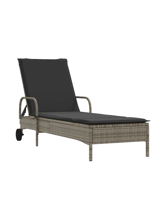 Ξαπλώστρα Rattan με Μαξιλάρι Γκρι 61x161x87εκ.