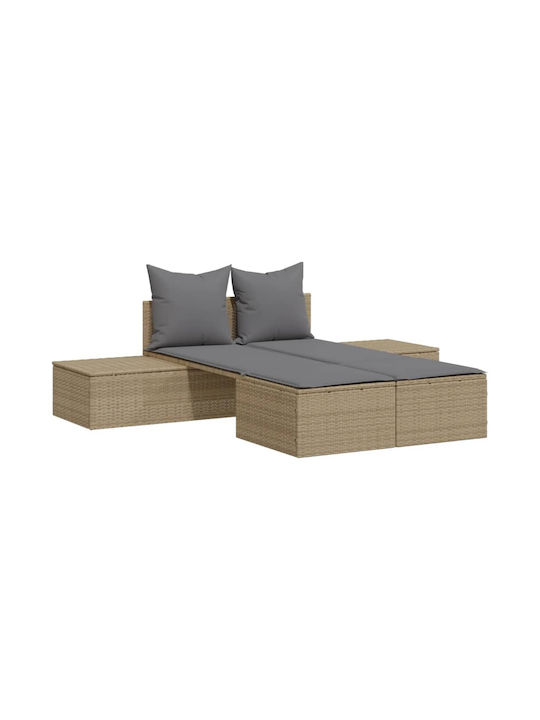 Двойна Градинска И Басейнова Шезлонг Rattan с Б...