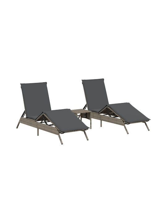 Ξαπλώστρα Rattan με Μαξιλάρι Γκρι 2τμχ 200x59x2...