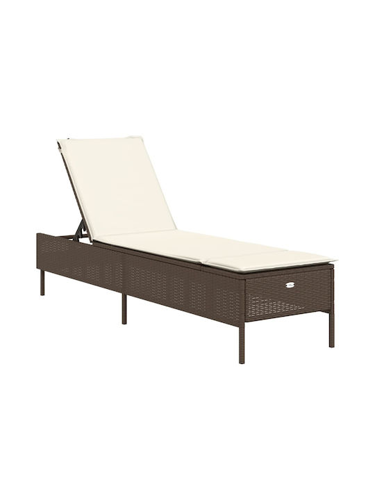 Șezlong Rattan cu Pernă Maro 198x55x39cm