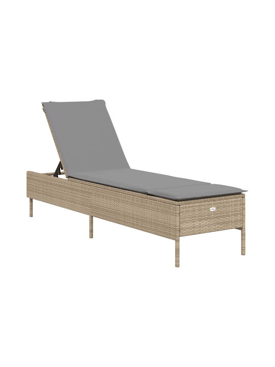 Șezlong Rattan cu pernă Bej 198x55x39cm