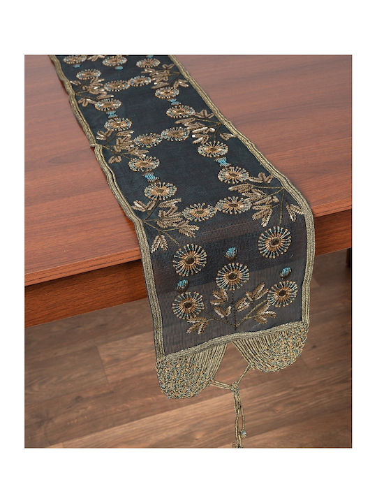 Silk Fashion Runner Black 22x105cm