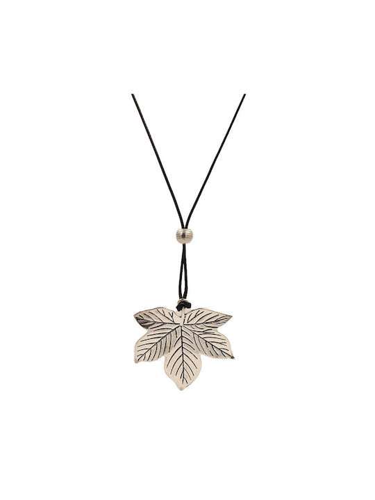 Necklace Cord Silver Leaf