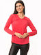 Women's Blouse with V Neckline Coral