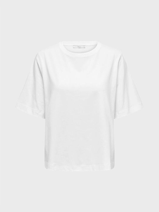 Bluză cu mâneci scurte și croială lejeră pentru femei, albă, 15224814