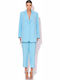 Damen Hoch tailliert Stoff Hose Gestreift Light Blue