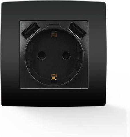 Elmark City Μονή Χωνευτή Πρίζα Ρεύματος με 2 Θύρες USB Λευκή