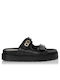 Sante Leder Damen Flache Sandalen Flatforms in Schwarz Farbe