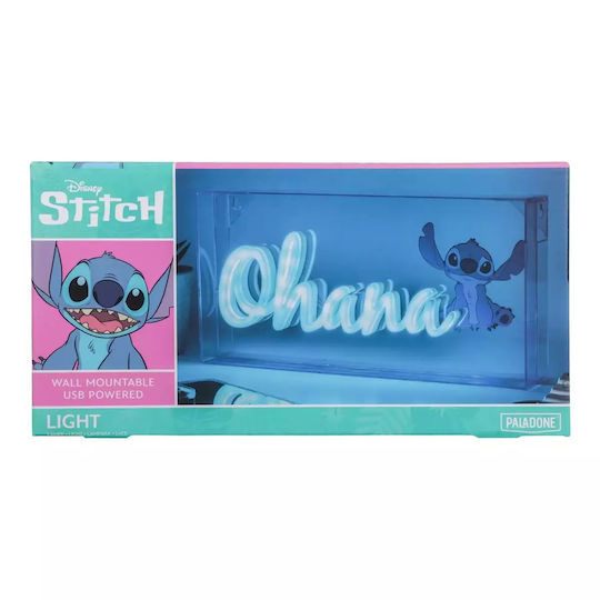 Paladone LED Детски Осветителни Тела За Маса Neon Stitch Ohana Синьо 30.5x15.5см