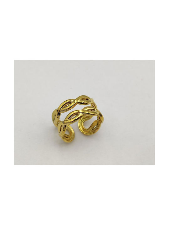 Steel Woven Gold Ring 12x10mm 1pc