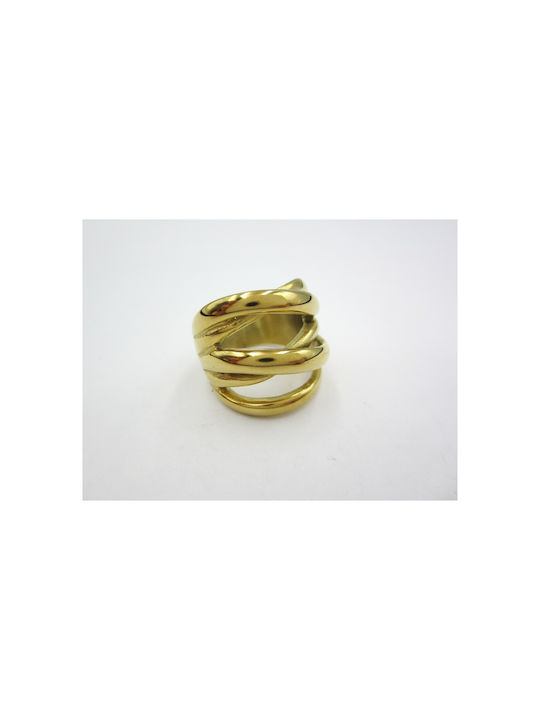 Stainless Steel Gold Lines Ring