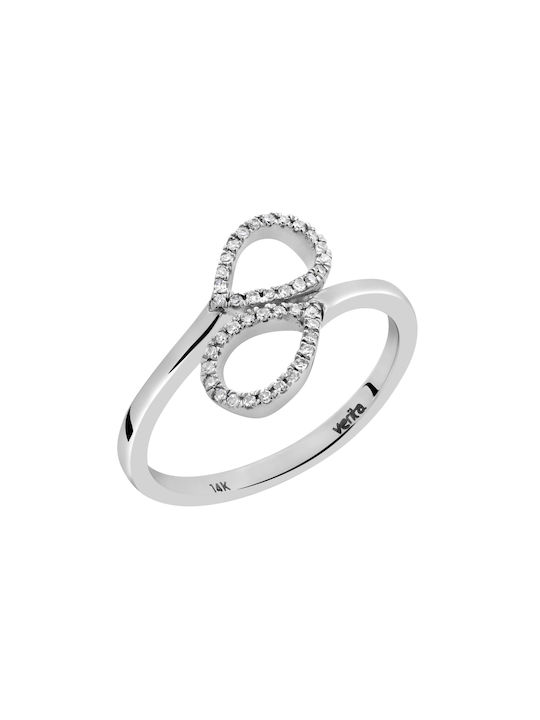 Women's White Gold Ring with Diamond 14K