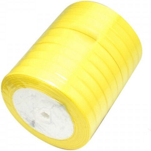 Satin Panglică Monocromie Galben 100metri cu lățime 10mm