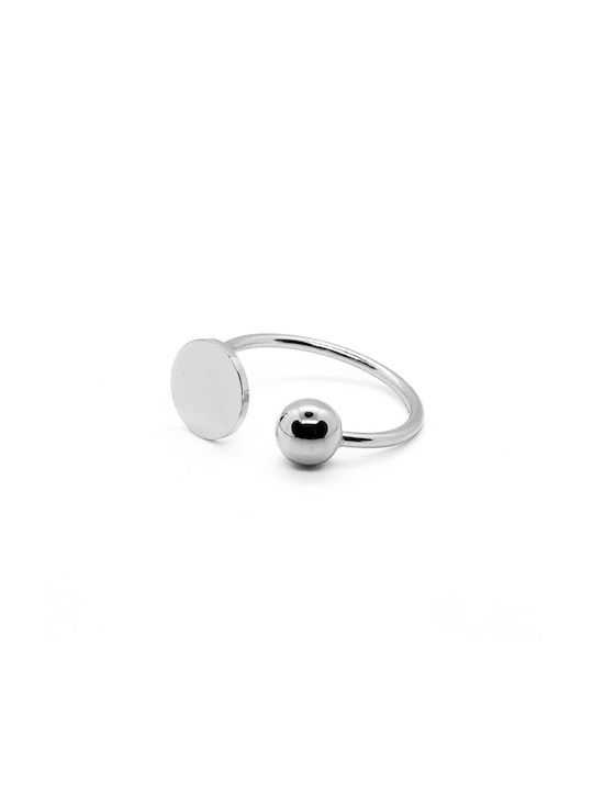 Steel Silver Ball Plug Ring