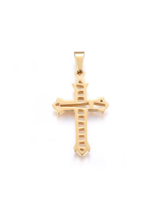 Stainless Steel Gold Cross 32x19.5mm 1 piece