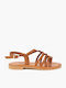Damen Handgefertigte Geflochtene Sandalen Tan 15233