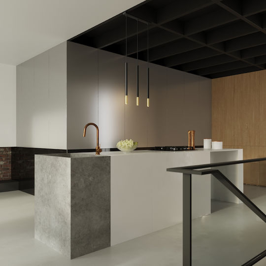 Sollux Mozaica 1 Pendant Light Black/Gold 46x17cm