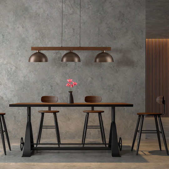 TK Lighting Oslo Κρεμαστό Φωτιστικό Καφέ LED Ράγα