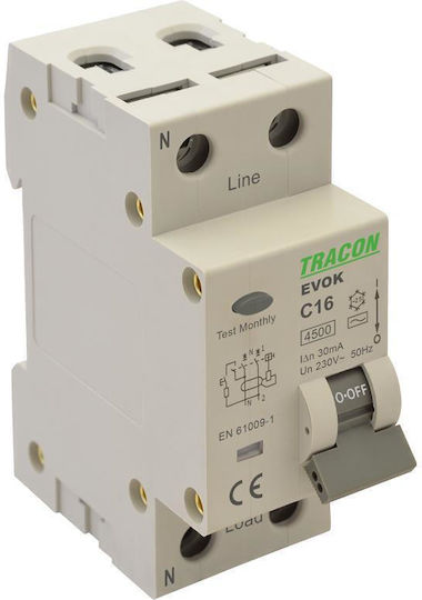 Tracon Electric Двуполюсен Релсов превключвател 230V 25Спецификация