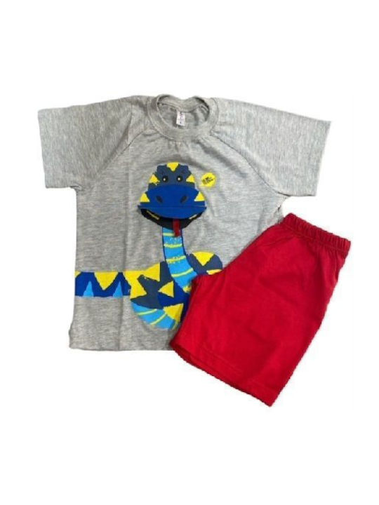 Dreams Kids Pyjamas Summer Grey-red Φιδάκι