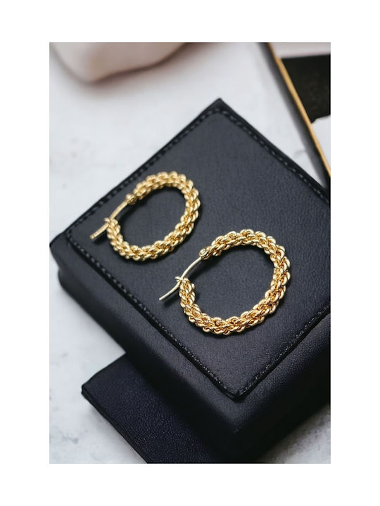 Steel Gold Plated Woven Hoop Earrings