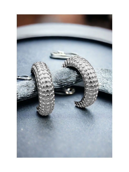 Steel Silver Hoop Earrings