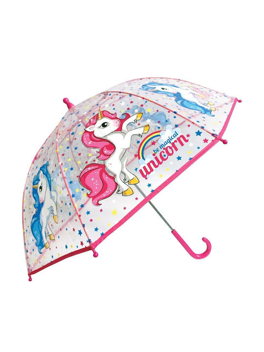 Chanos Kinder Regenschirm Gebogener Handgriff Rosa mit Durchmesser 45cm.