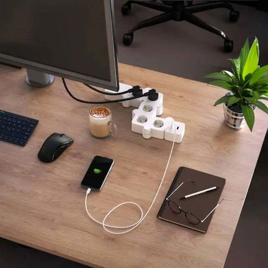 HAMA Bandă De Alimentare Cu 5 Prize, 2 Porturi USB-A, Comutator Și Cablu 1.4m