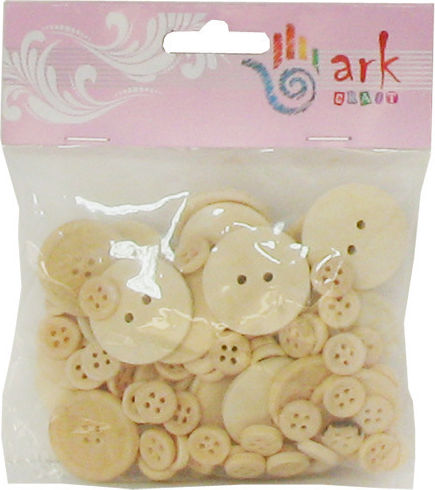 100pcs Natural Color Wooden Buttons 100pcs (Various Designs)