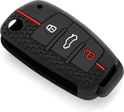 Car Key Cover Case made of with 3 Buttons for Audi in Black Color