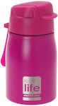 Ecolife Παιδικό Παγούρι Πλαστικό με Καλαμάκι Ροζ 400ml