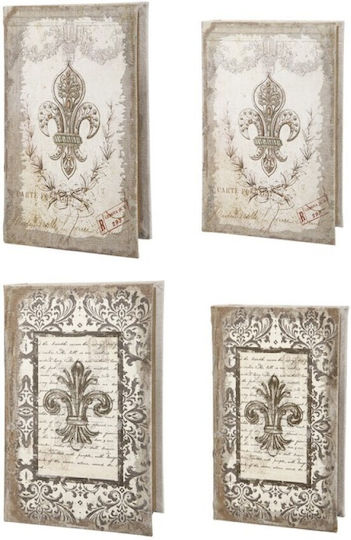 Artekko Set Cutii Decorative Din Lemn În Formă De Carte 4 Bucăți