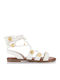 Leather White Women's Flat Sandals