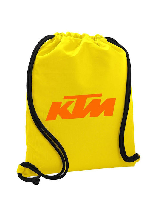 Ktm Τσάντα Πλάτης Πουγκί Gymbag Κίτρινη Τσέπη 40x48cm & Χονδρά Κορδόνια