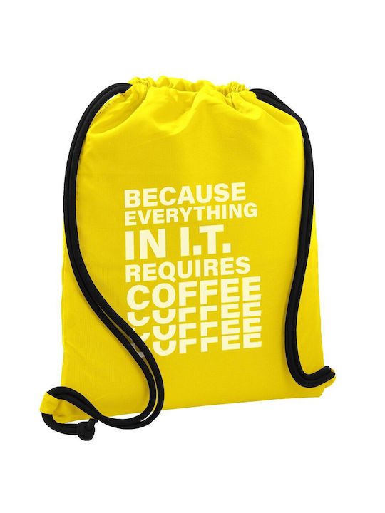 Backpack Drawstring Gymbag Yellow Bag 40x48cm w...