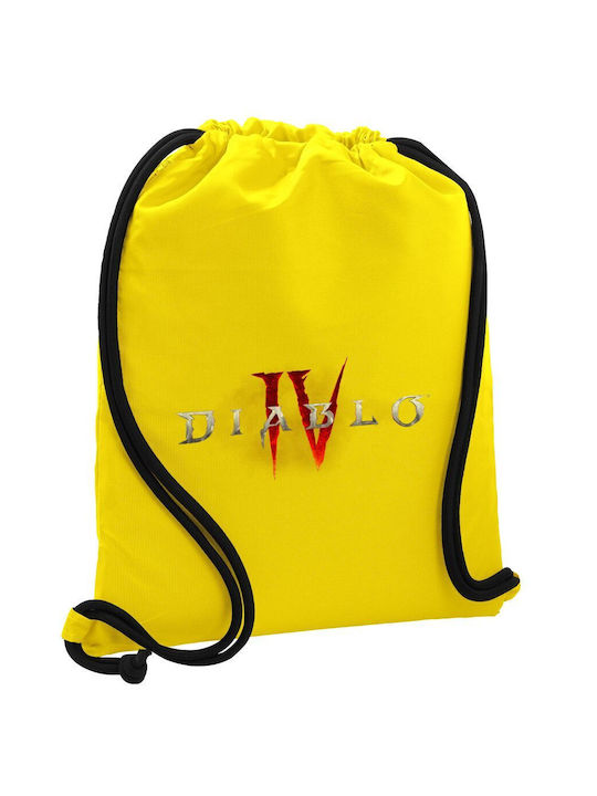 Diablo Iv Τσάντα Πλάτης Πουγκί Gymbag Κίτρινη Τσέπη 40x48cm & Χονδρά Κορδόνια