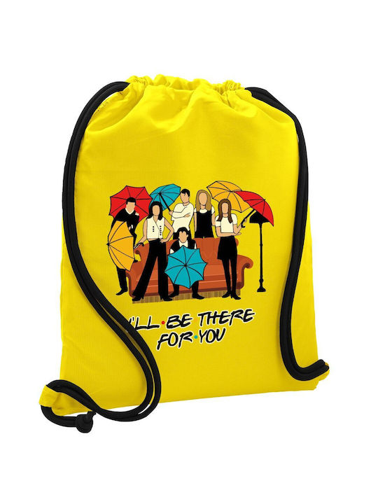 Friends Cover Backpack Bag Gymbag Yellow Pocket 40x48cm & Thick Cords