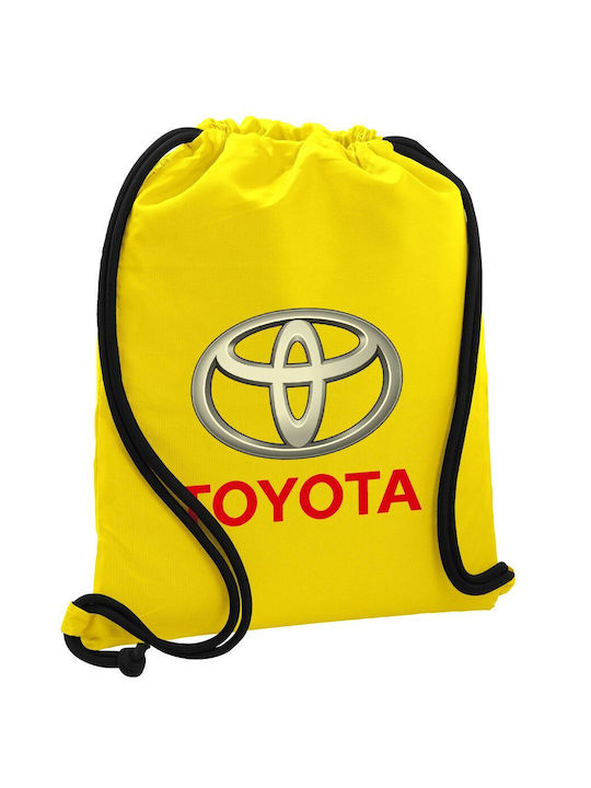 Toyota Τσάντα Πλάτης Πουγκί Gymbag Κίτρινη Τσέπη 40x48cm & Χονδρά Κορδόνια