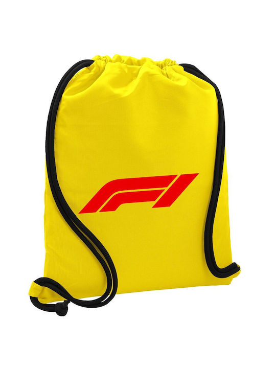 Formula 1 Τσάντα Πλάτης Πουγκί Gymbag Κίτρινη Τσέπη 40x48cm & Χονδρά Κορδόνια