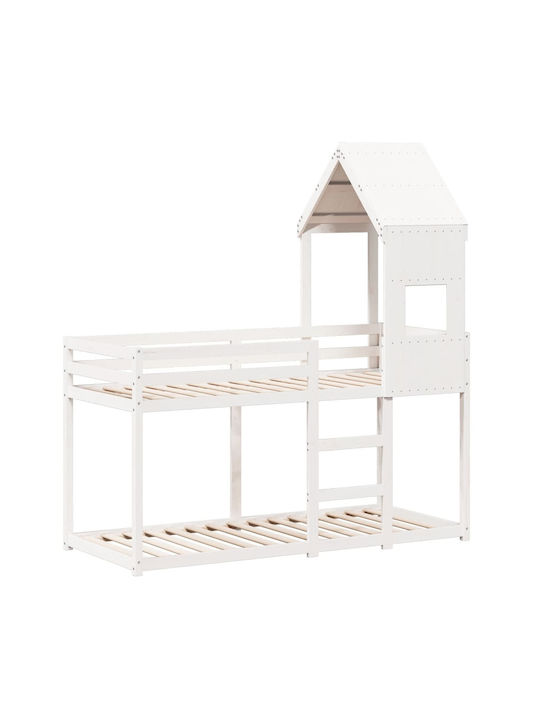 Παιδικό Κρεβάτι Κουκέτα Μονό Λευκό για Στρώμα 90x190cm