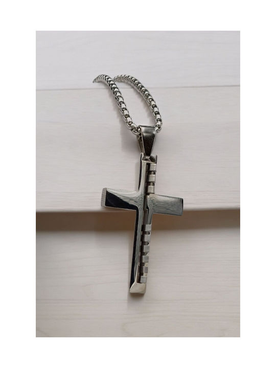 Herren Kreuz aus Stahl mit Kette