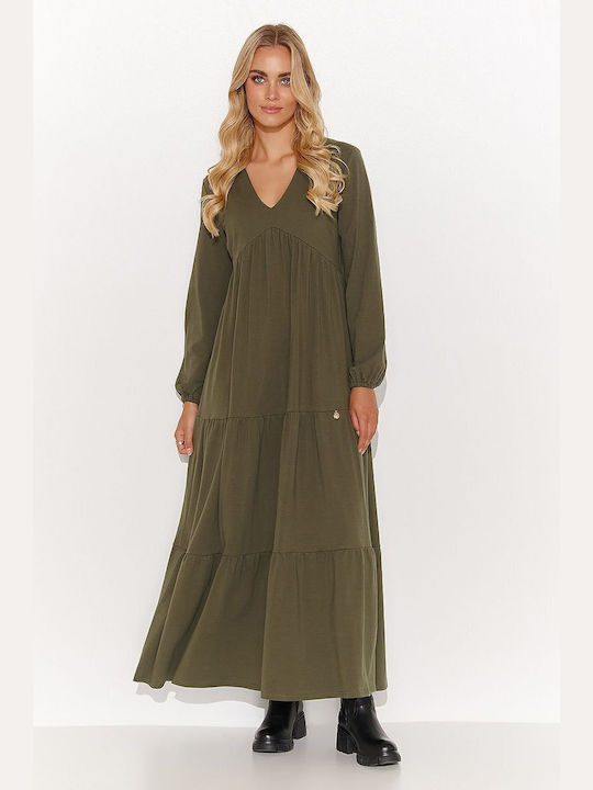 Makadamia Maxi Dress with Ruffle Green