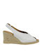 Women's Leather Peep Toe Platforms White