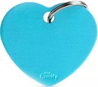 My Family Basic Hundemarke Herz Hellblau Groß