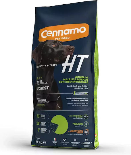 Cennamo 10kg Trockenfutter für erwachsene Hunde mit Fleisch, Lamm, Schweinefleisch, Büffel, Brauner Reis und Granatapfel